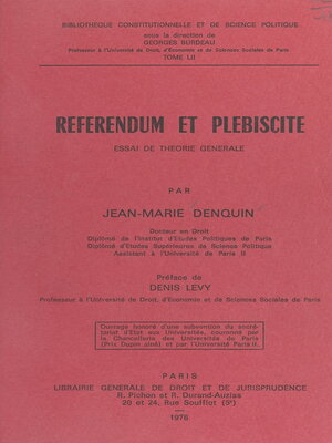 cover image of Référendum et Plébiscite